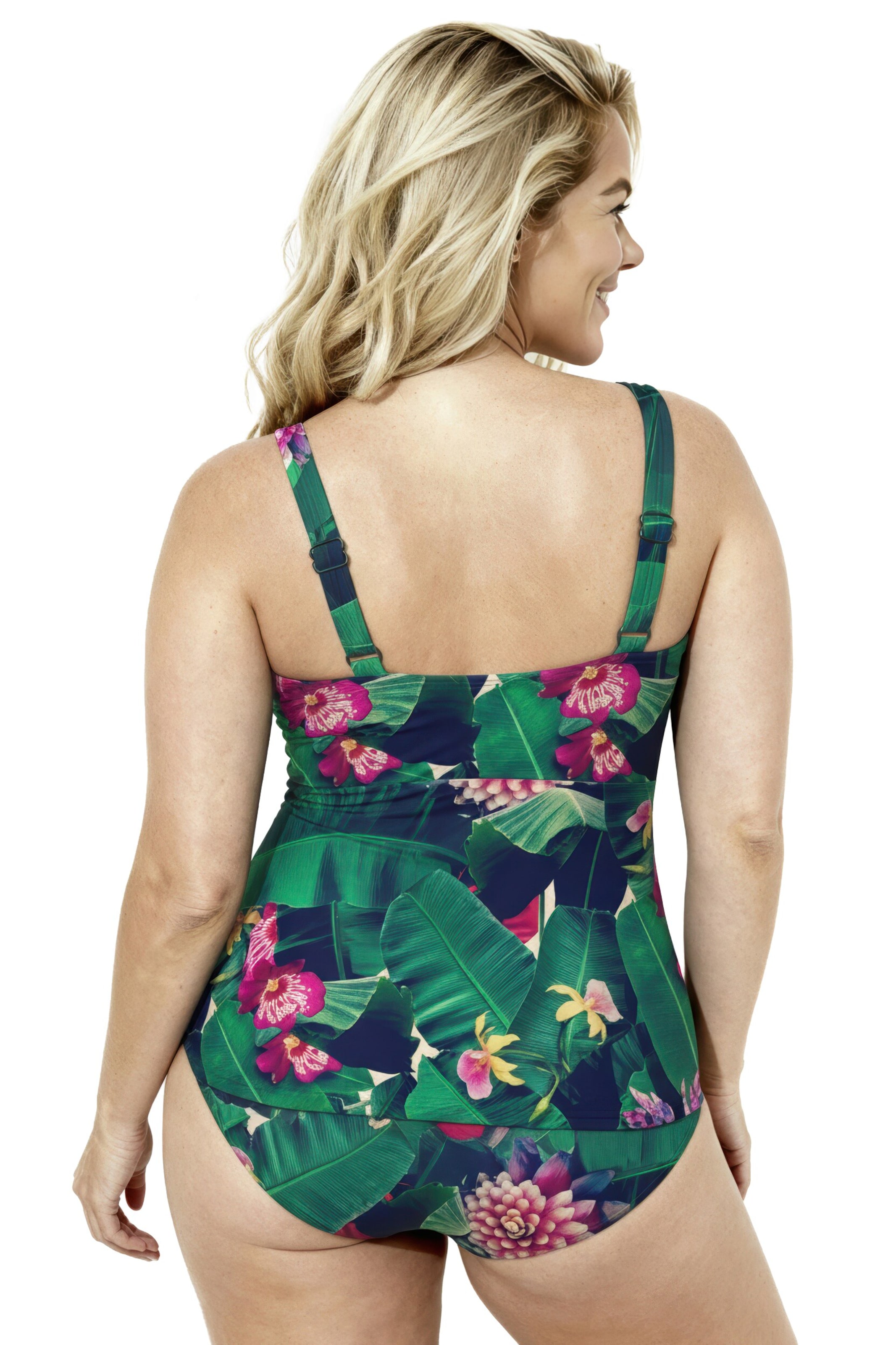 Ulla Popken T-Shirt Badeanzug in Grün