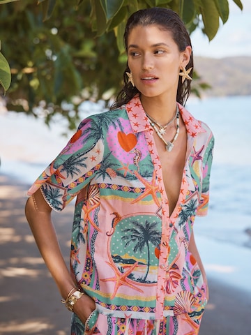 Chemisier love & roses en rose