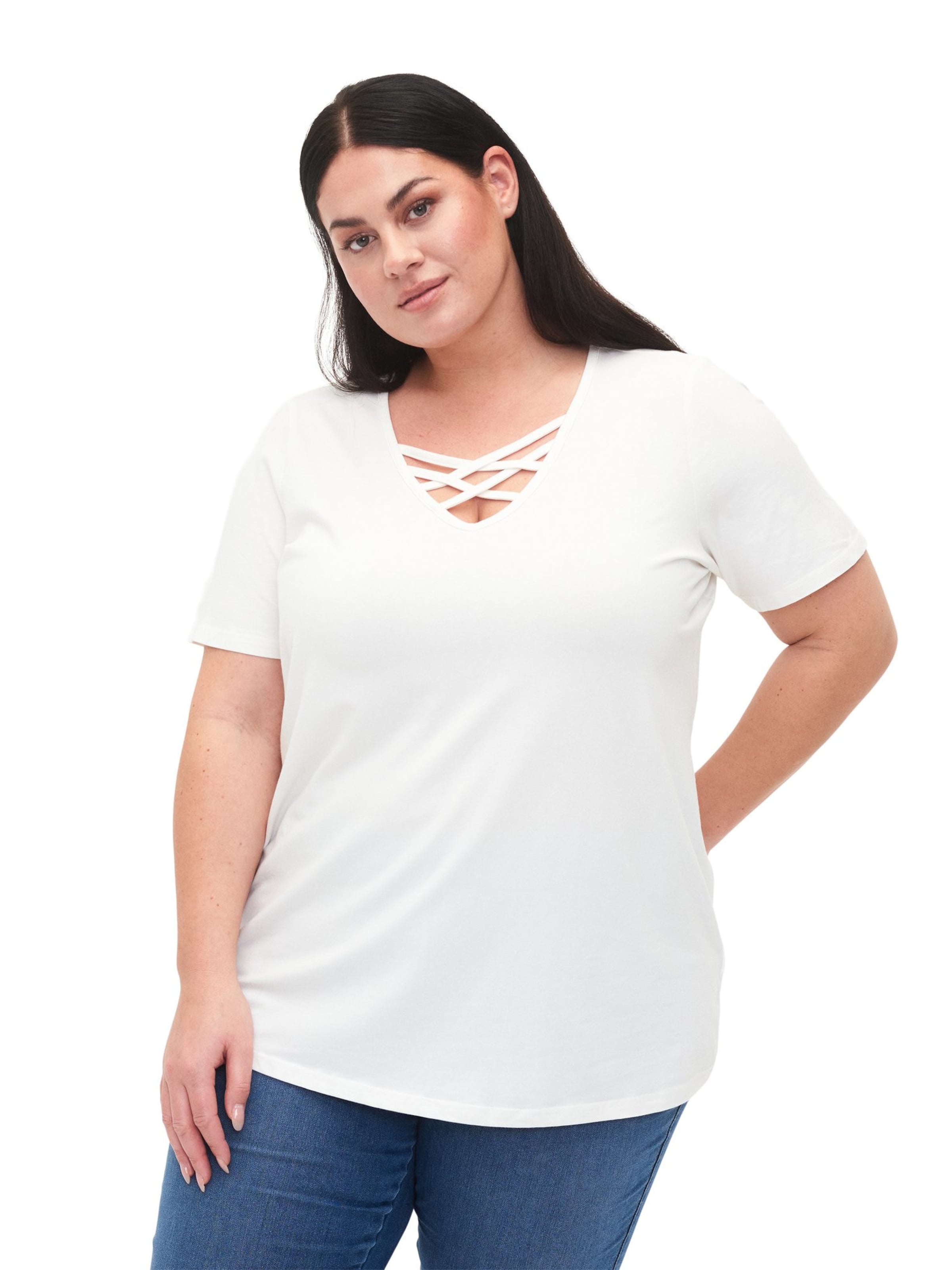 Zizzi - Camisa 'Eriley' em branco: frente