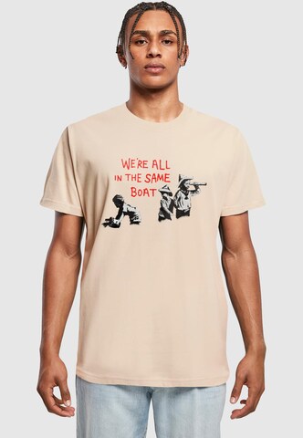 Merchcode Shirt 'Brandalised - In The Same Boat' in Beige: front