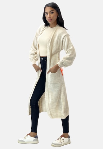 Cappotto in maglia di Elara in beige