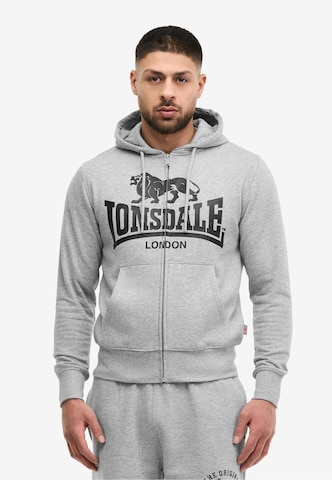 Lonsdale London Ζακέτα φούτερ 'Krafty' σε γκρι: μπροστά