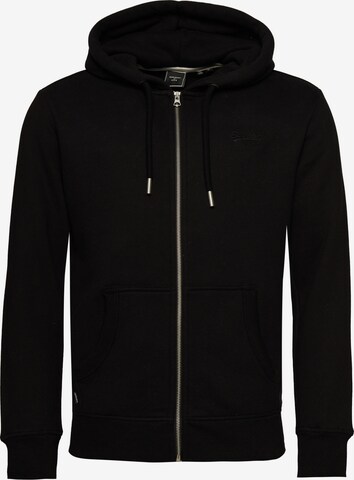 Superdry Zip-Up Hoodie in Black: front