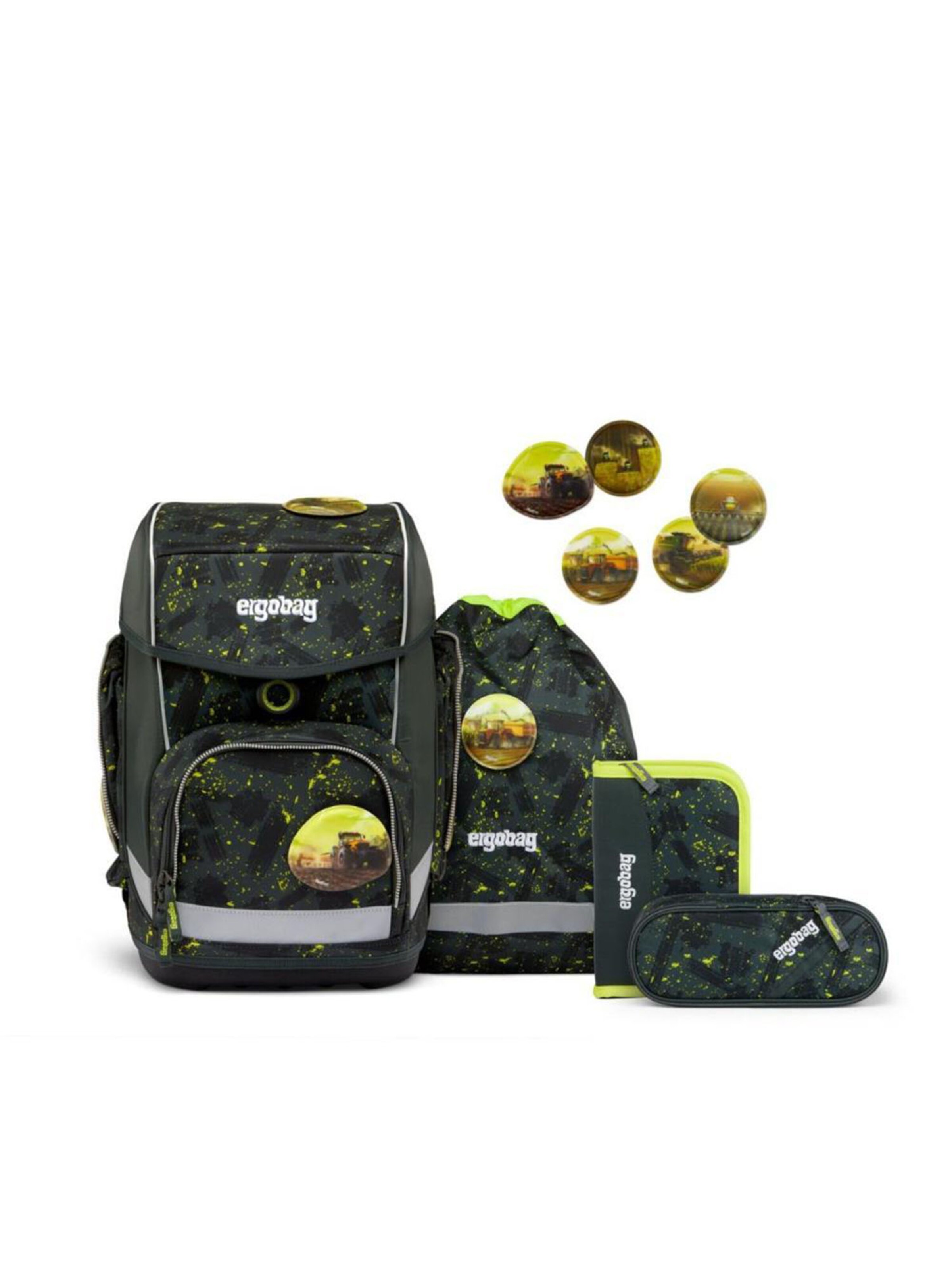 ergobag Rucksack 'MähdreschBär'‌‌‌‌‌‌‌‌ in Grün: Vorderseite