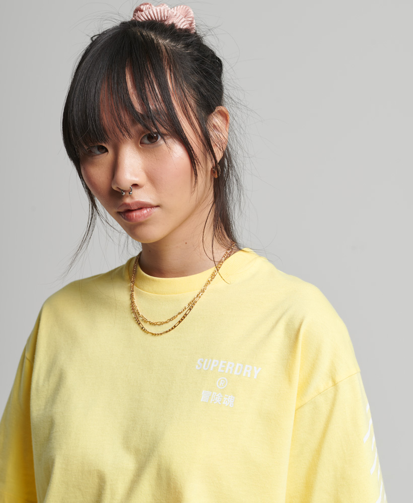 Kobiety lrZpo Superdry Koszulka Code Core Sport w kolorze Jasnożółtym 