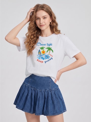 T-shirt 'Women Watercolor Tropical Island Print T-Shirt' LapaPlus en blanc : devant
