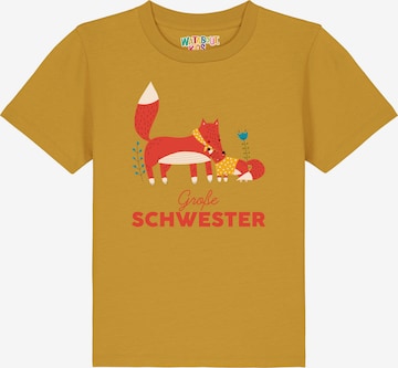 T-Shirt 'Fuchs Große Schwester' watabout.kids en jaune : devant