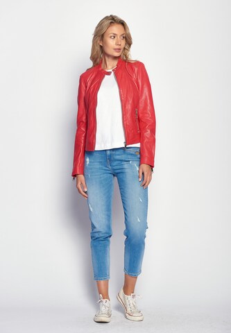 Maze Bikerjacke mit coolen Zippern ' Grenada ' in Rot