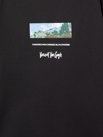 Pull&Bear T-Shirt 'VAN GOGH' in Schwarz