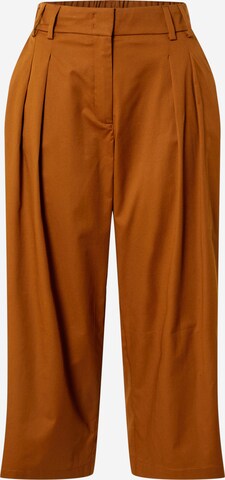 s.Oliver BLACK LABEL Loose fit Pleat-front trousers in Brown: front