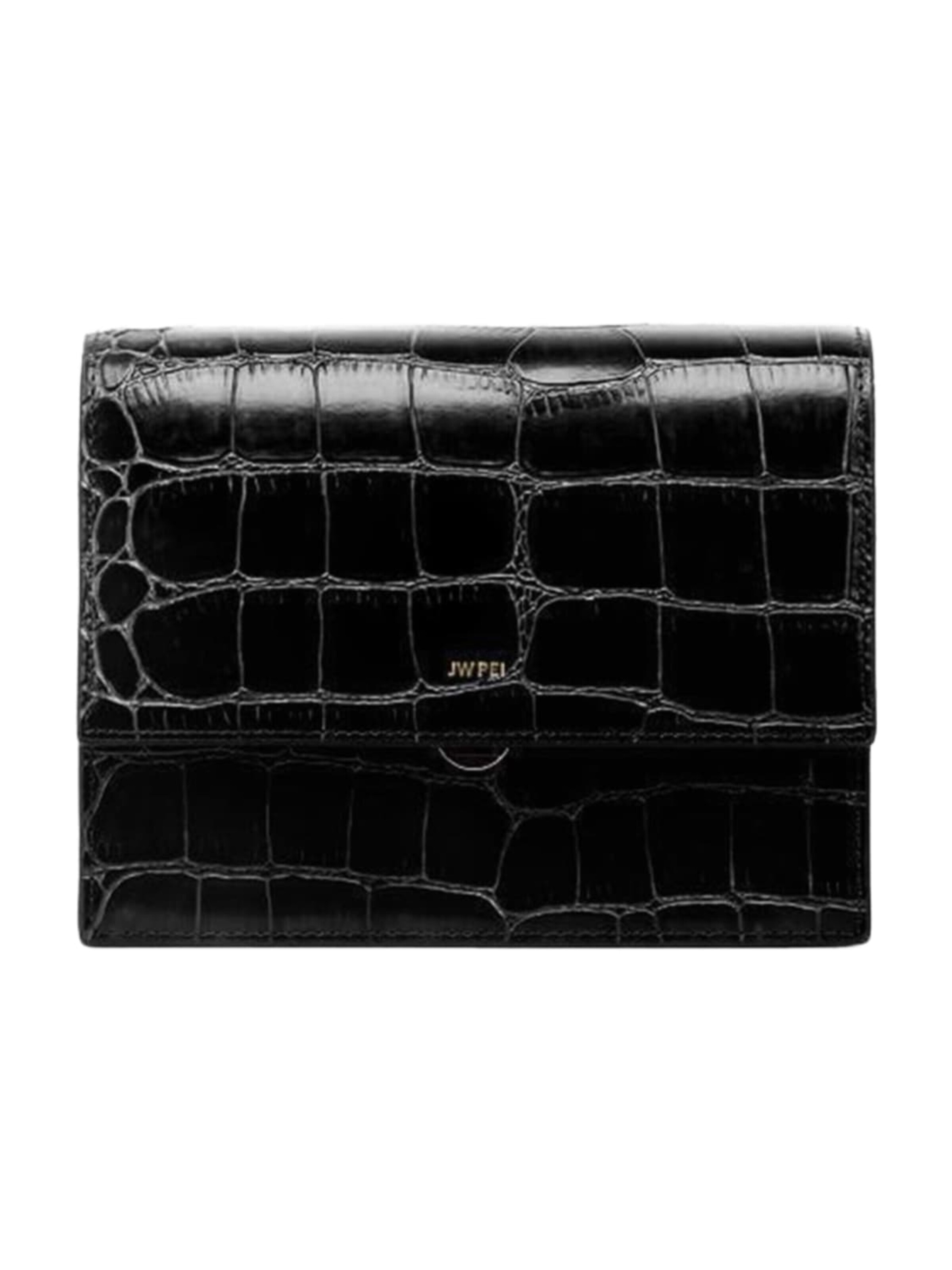 JW PEI Handtas 'JW PEI Sac Bandoulière Mini Flap Black Croc' in Zwart