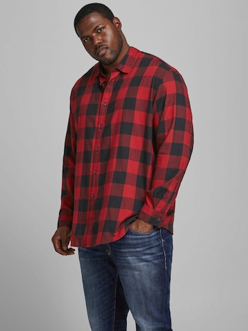 Jack & Jones Plus Regular fit Button Up Shirt 'Gingham' in Red: front