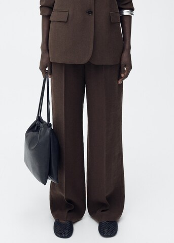 MANGO Wide leg Trousers with creases 'VERONICA' in Brown: front
