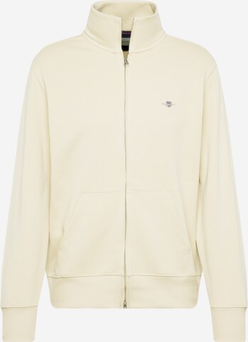 GANT Zip-Up Hoodie in Beige: front