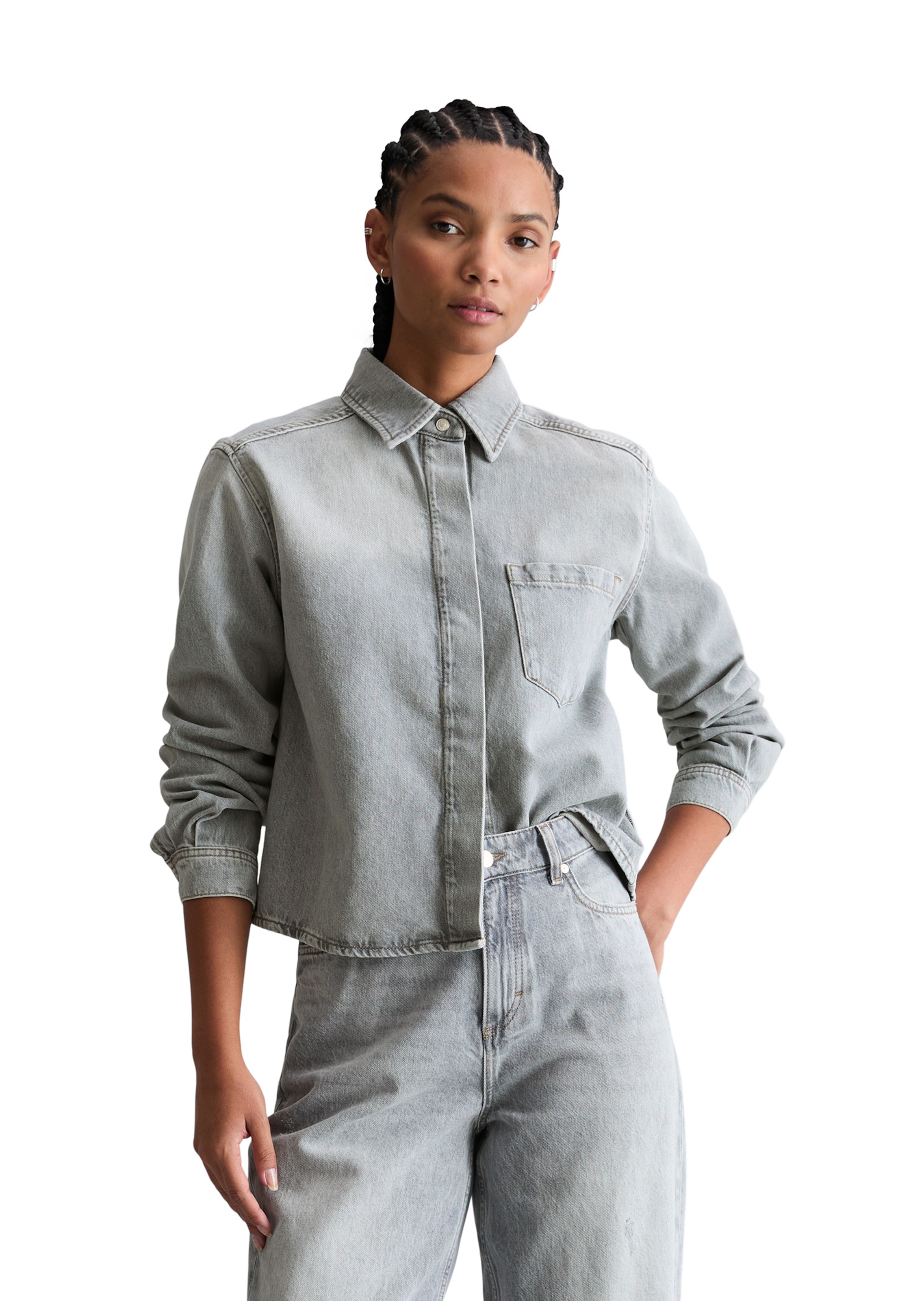 Marc O'Polo DENIM Blouse in Grijs: voorkant
