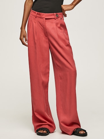 Pepe Jeans Wide leg Pleat-Front Pants 'BERILA' in Red: front