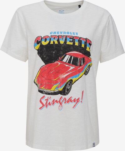 Recovered T-Shirt 'Corvette Stingray' in gelb / rot / schwarz / eierschale, Produktansicht