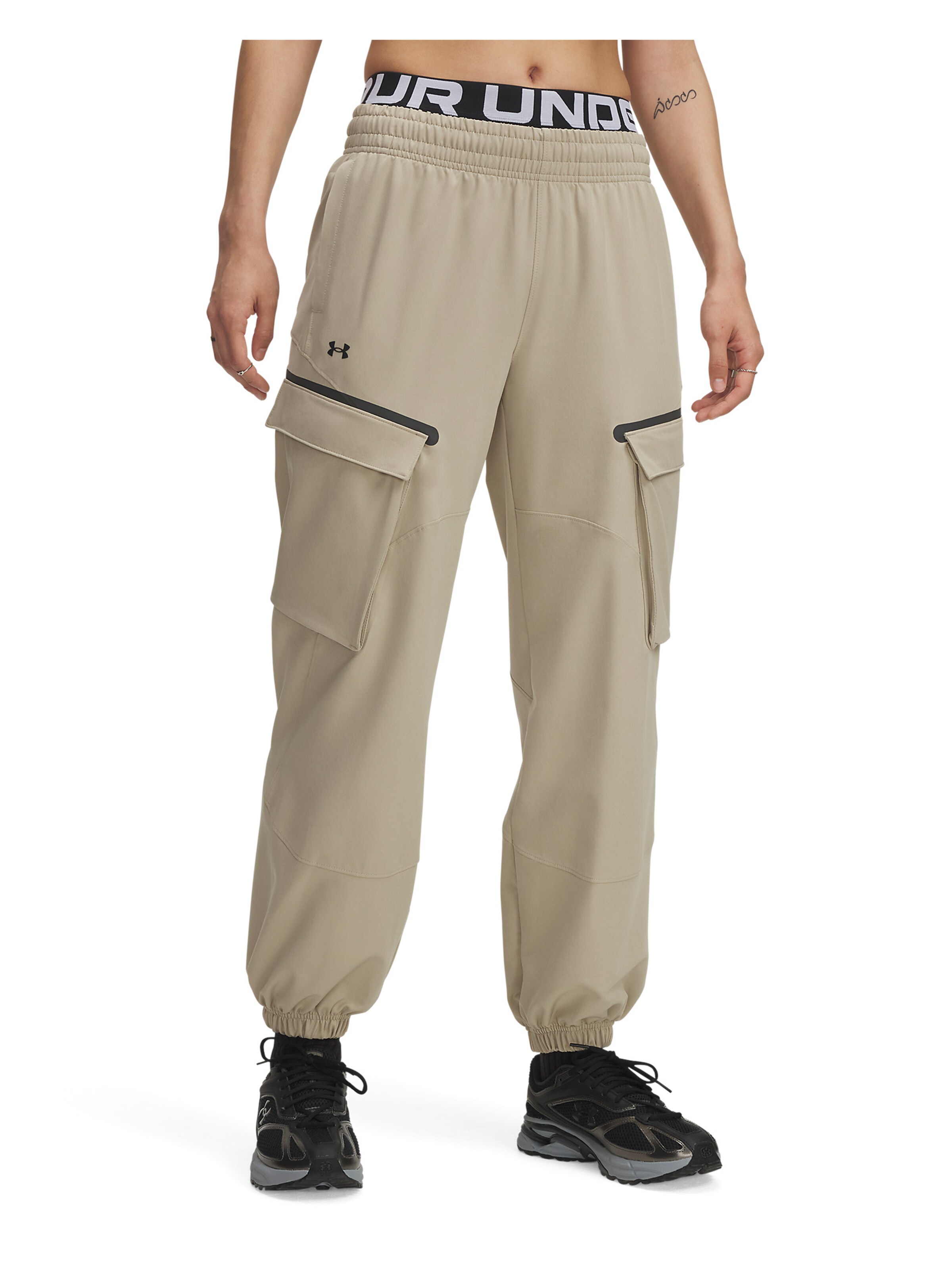 UNDER ARMOUR Tapered Sportbroek 'Unstoppable' in Bruin: voorkant