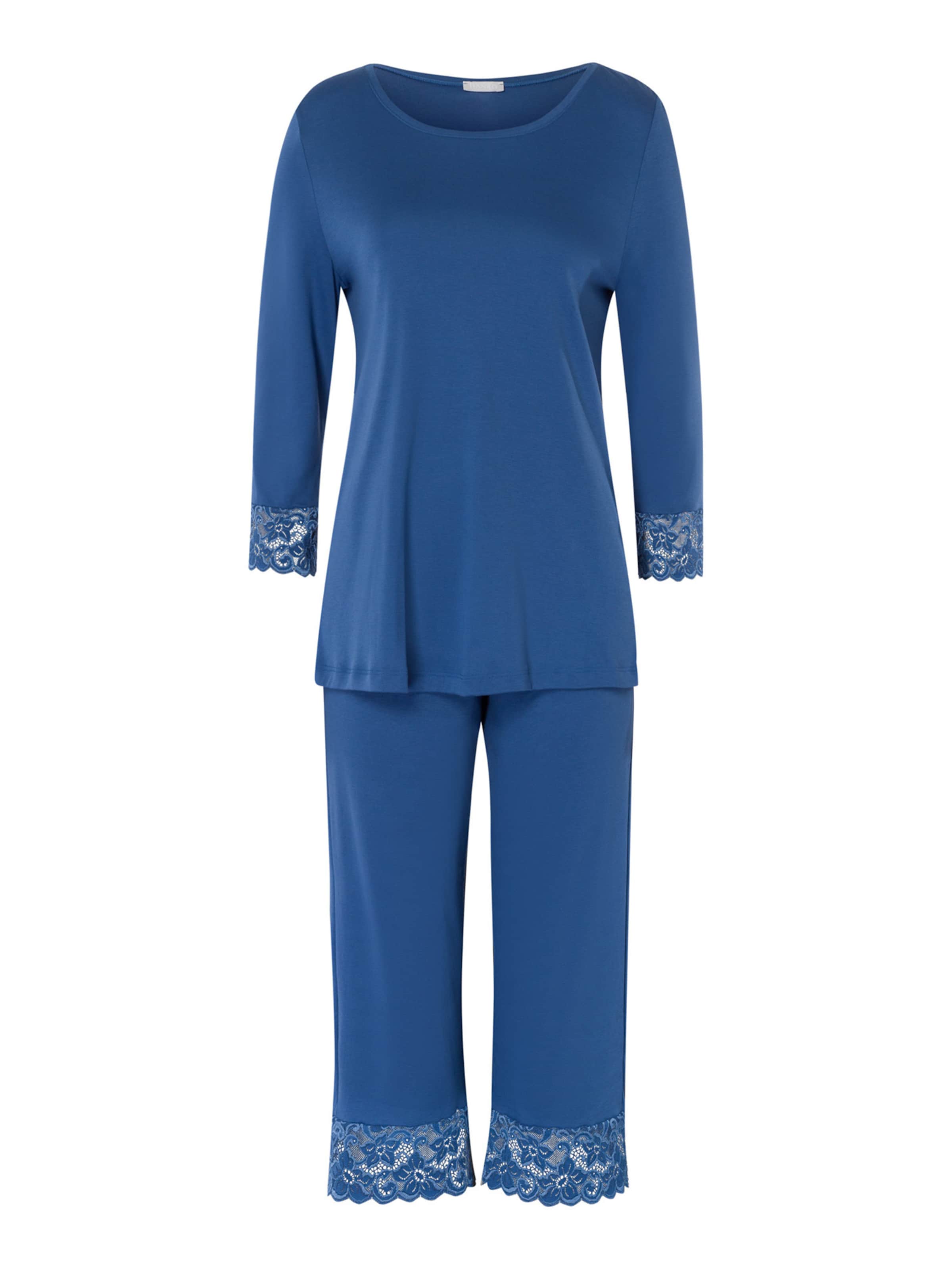 Hanro Pyjama ' Moments ' in Blauw: voorkant
