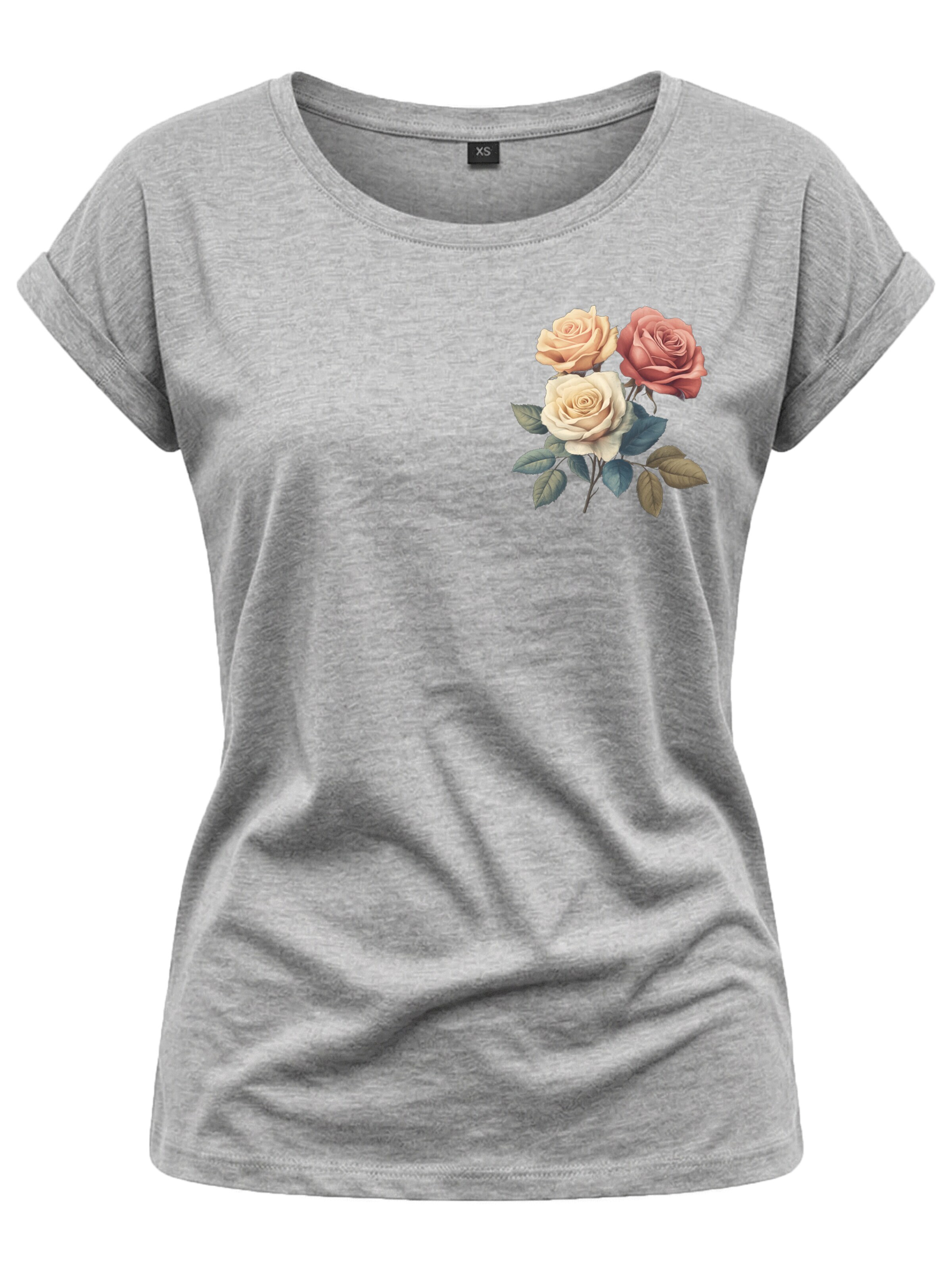 MAKAYA Shirt 'Three Roses' in Grey: front