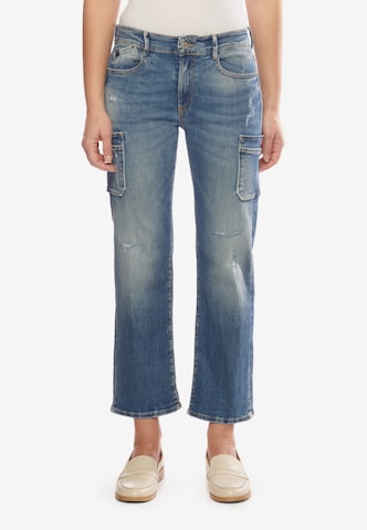 Le Temps Des Cerises Regular Cargo Jeans in Blue: front