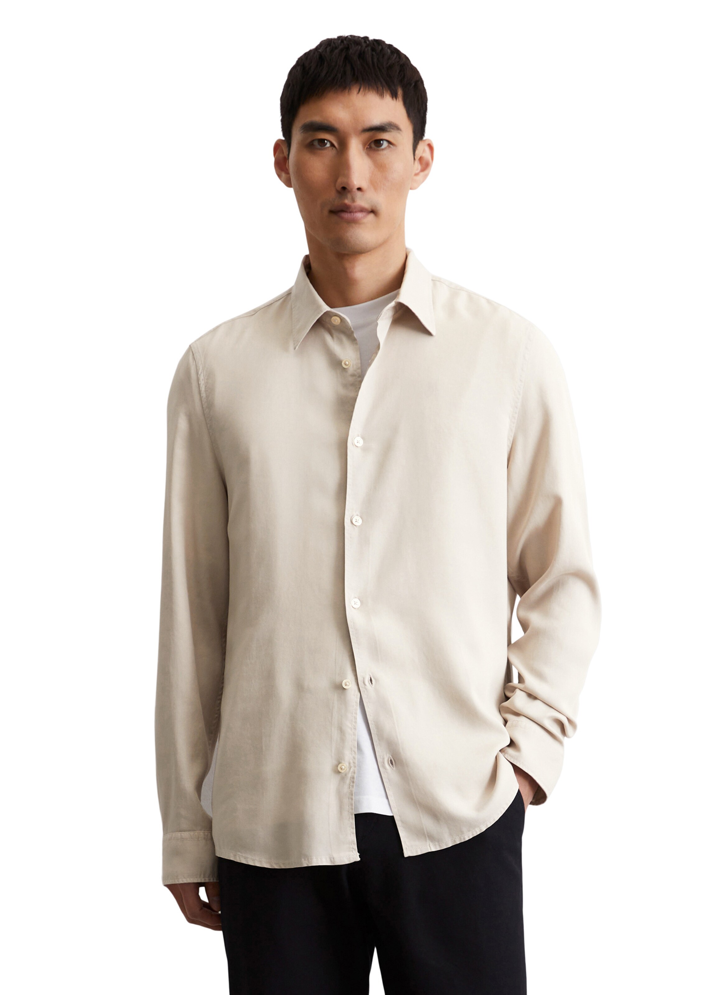 Marc O'Polo Slim fit Overhemd in Beige: voorkant
