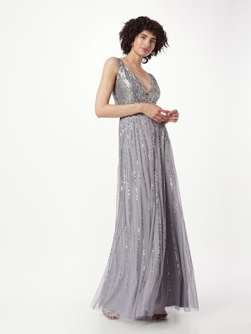 LACE & BEADS Вечерна рокля 'Myla' в сиво: отпред