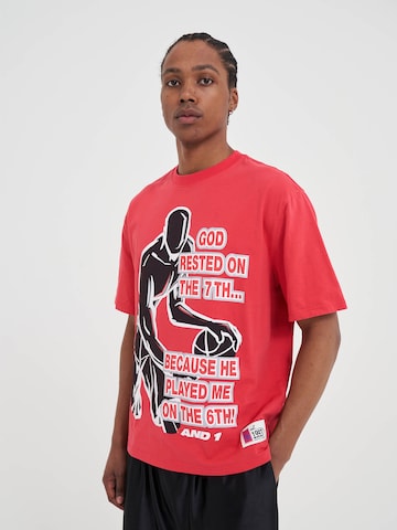 AND1 Tričko 'Rested On The 7Th Trash Talk' – červená: přední strana