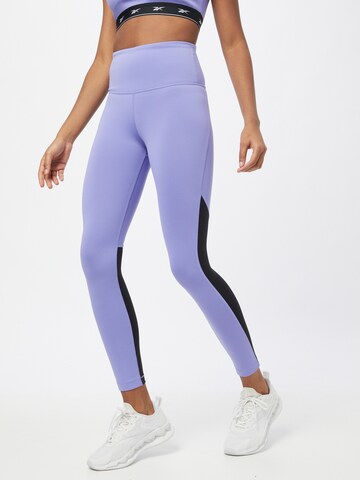 Reebok Skinny Sportovní kalhoty 'Beyond' – fialová: přední strana
