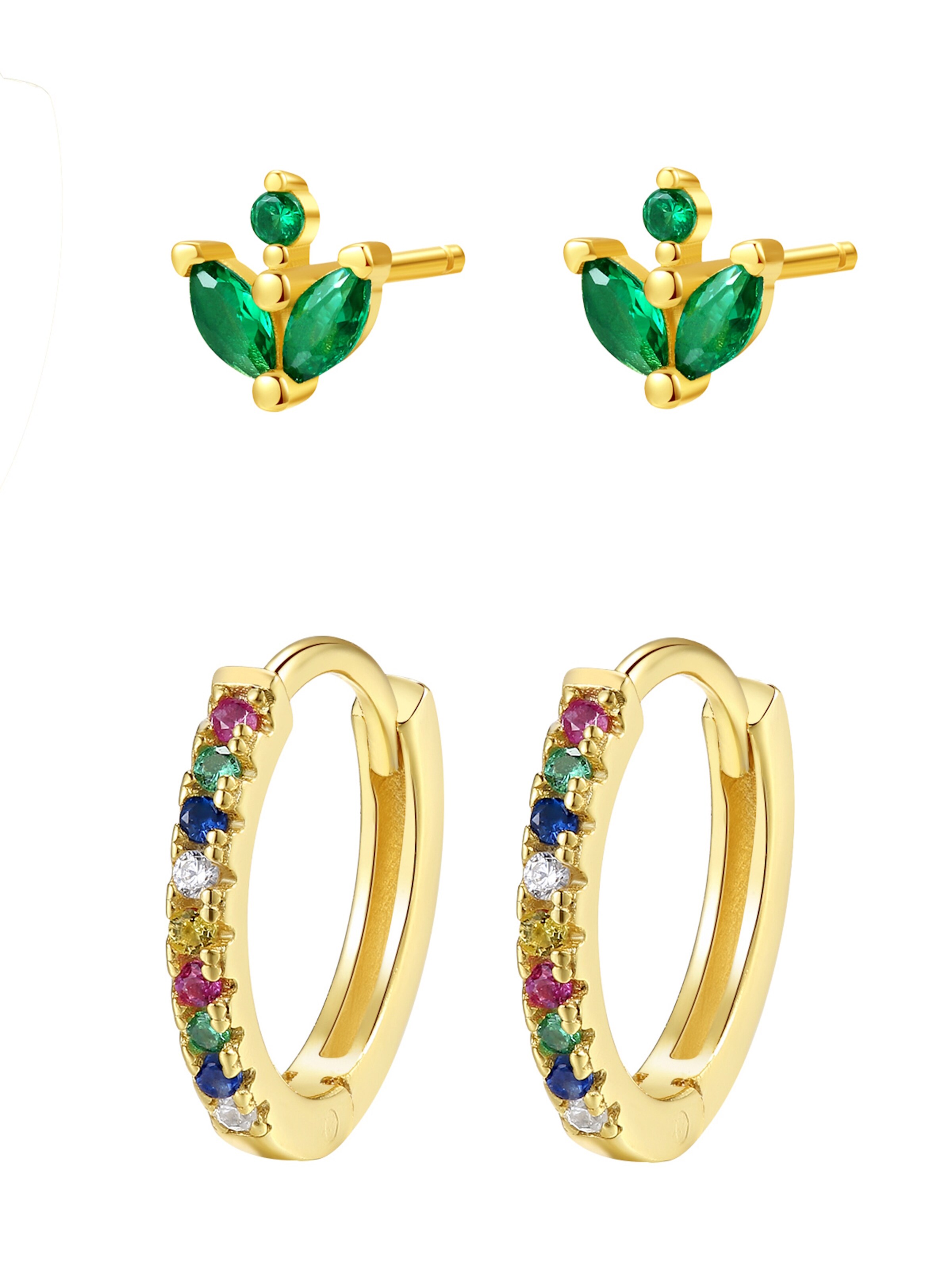 Orecchini 'Rainbow' di Hey Happiness in oro: frontale