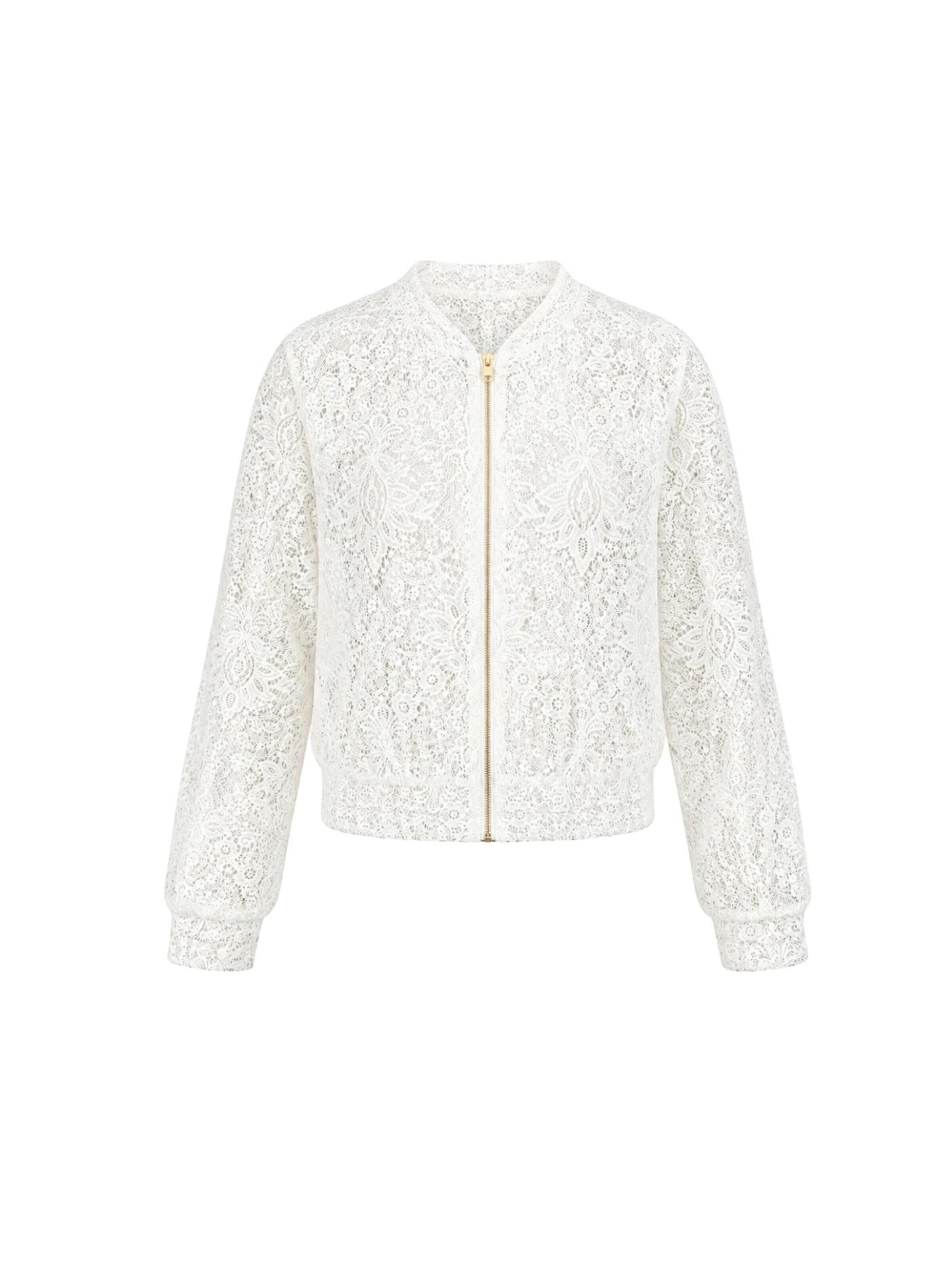 Veste mi-saison 'Bomber Anita-Lace' Christine on the clouds en blanc : devant