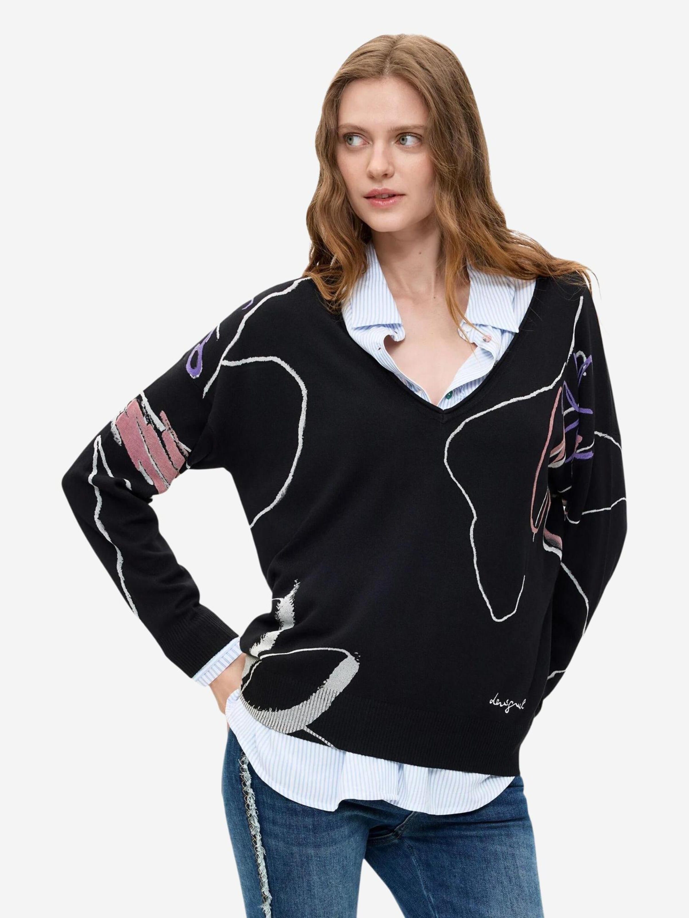 Desigual Trui 'JERS_FEMNAIF 26WWJF29' in Zwart: voorkant
