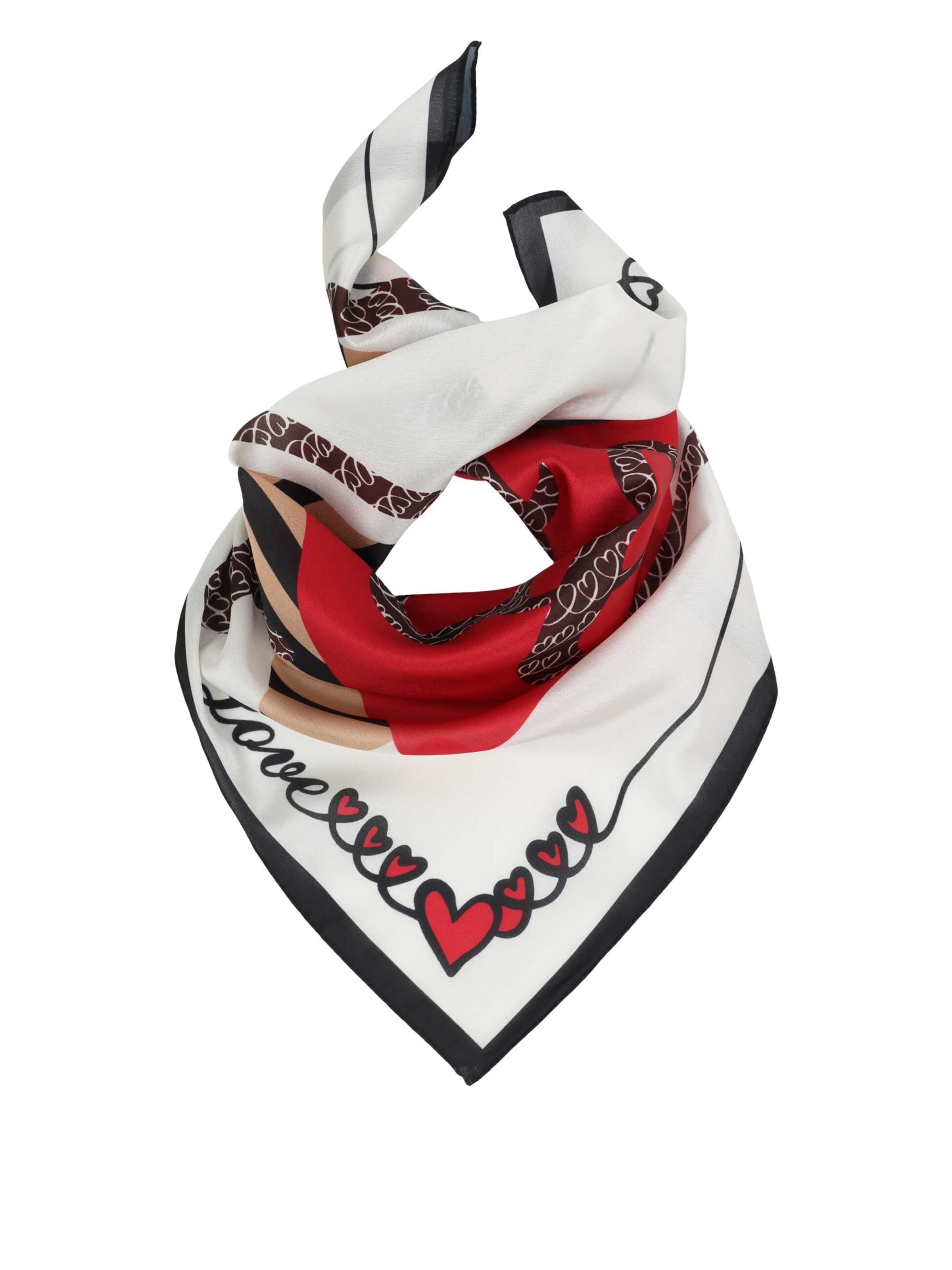 SAMAYA Nicktuch `Aymer` mit grafischem Print und Herzen in Rot: Vorderseite