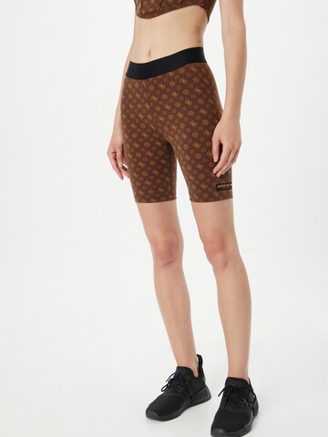 GUESS Skinny Sporthose 'AGGIE' in Braun: Vorderseite