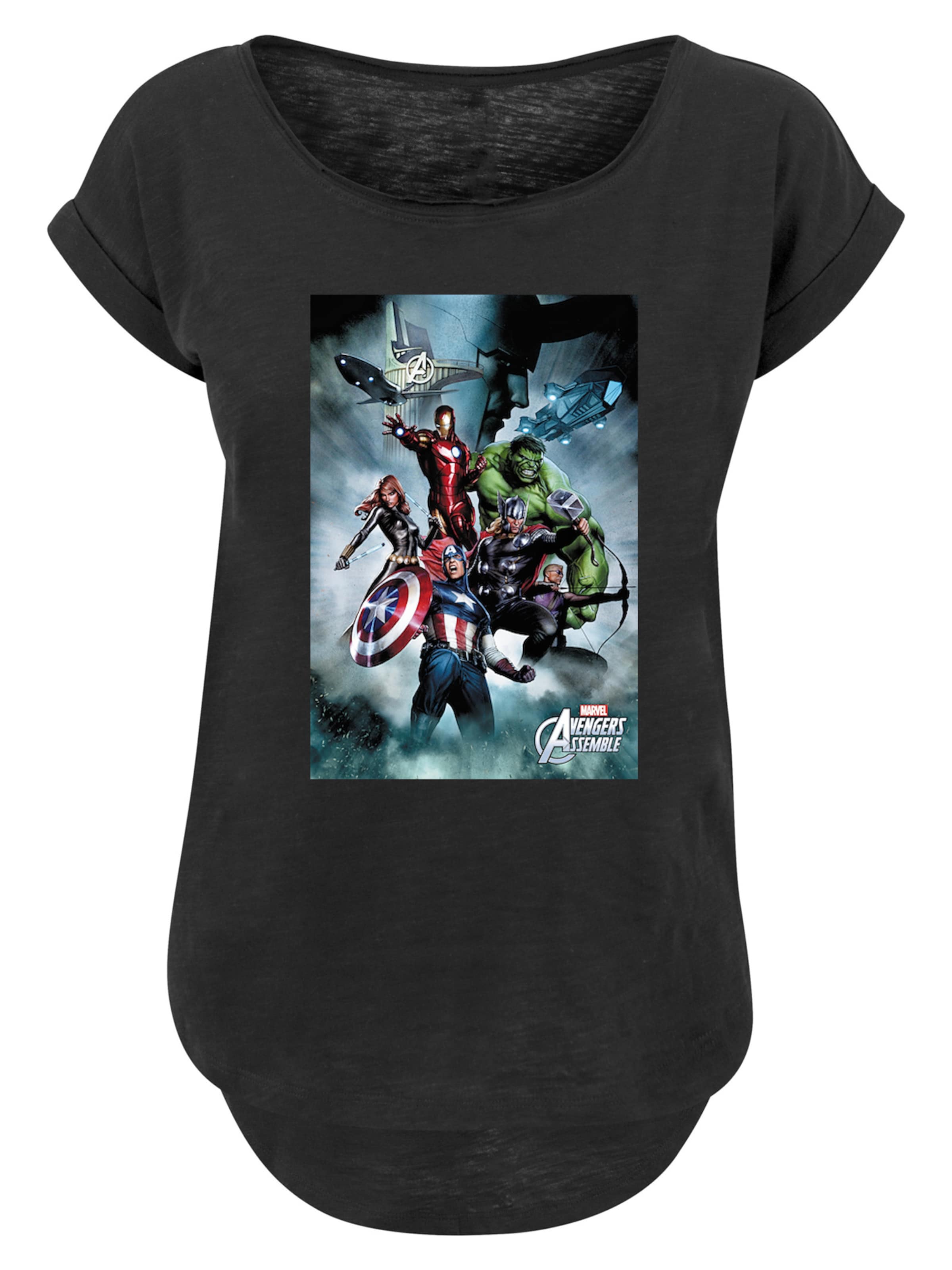 T-shirt 'Marvel Avengers Assemble Team Montage' F4NT4STIC en noir : devant