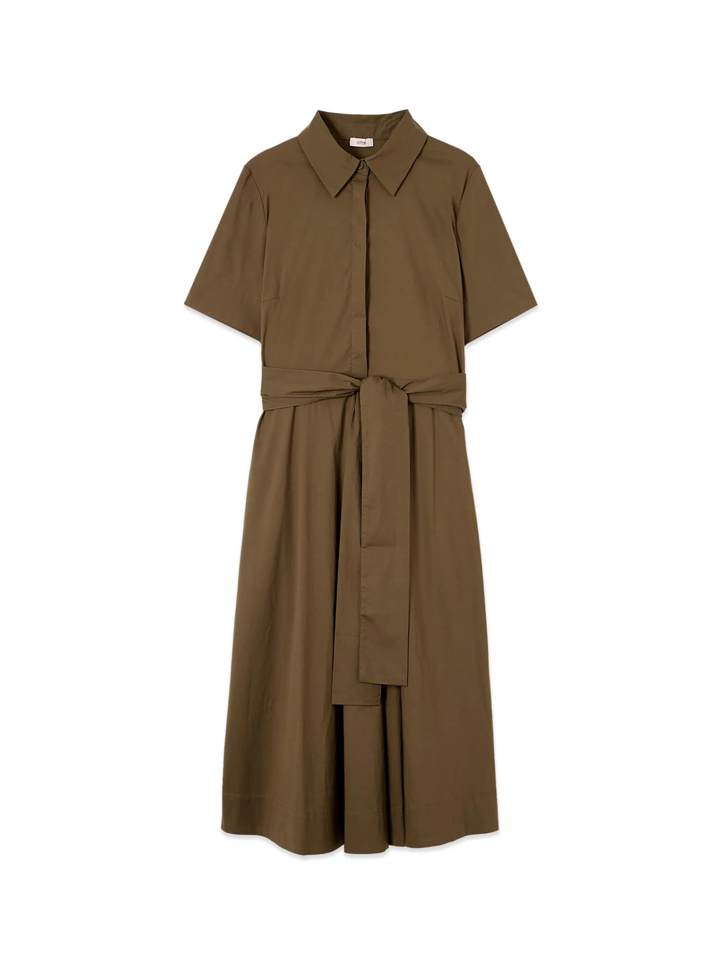 Abito camicia di oltre in verde: frontale