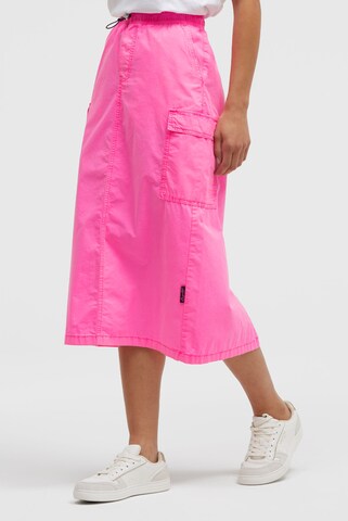 Soccx Midirock im Cargo-Stil mit Elastikbund in Pink: Vorderseite