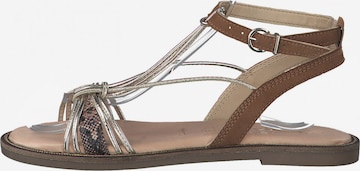 TAMARIS Strap Sandals 'Flat' in Brown