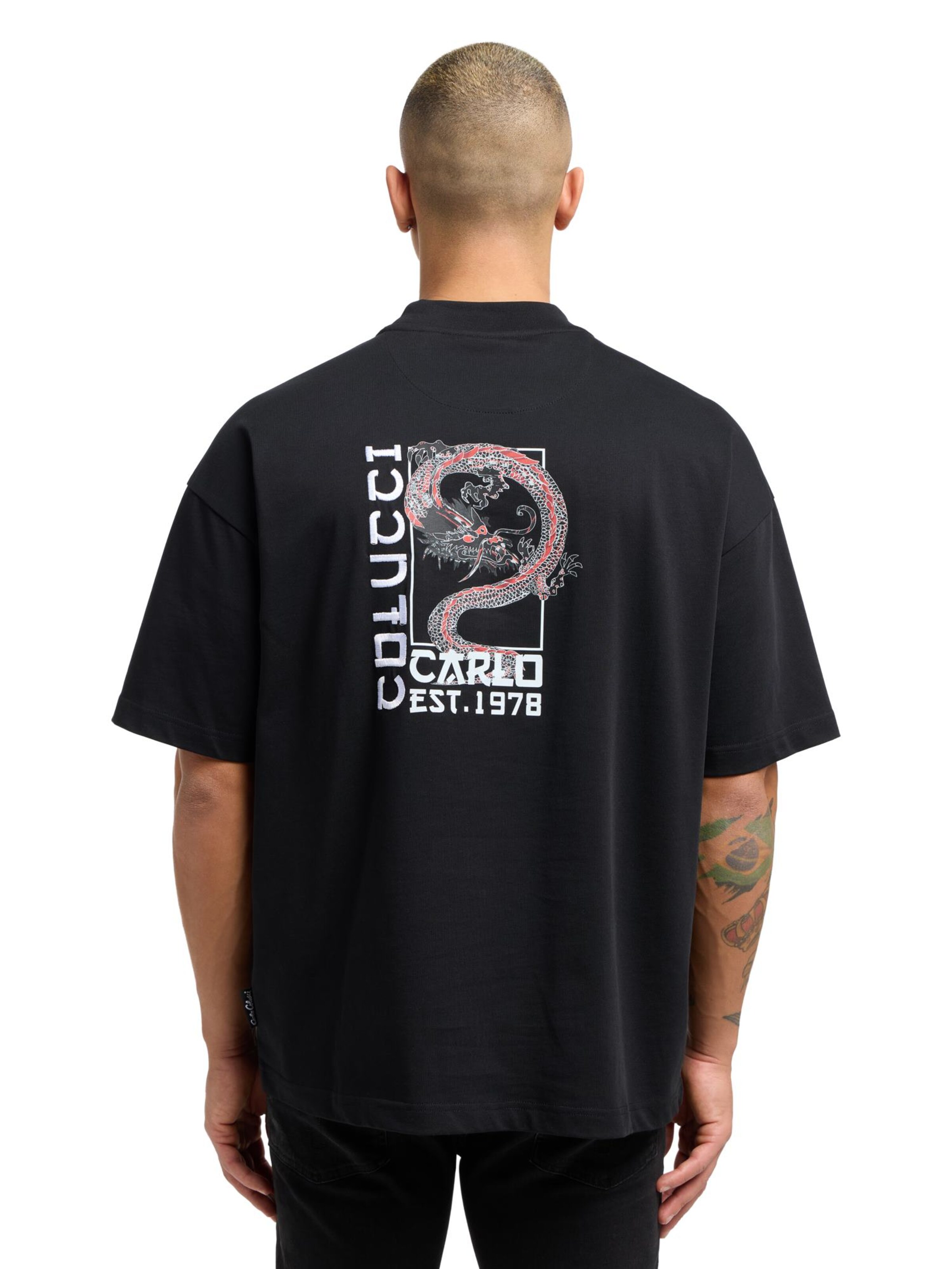 Carlo Colucci Shirt 'Dorio' in Zwart: voorkant