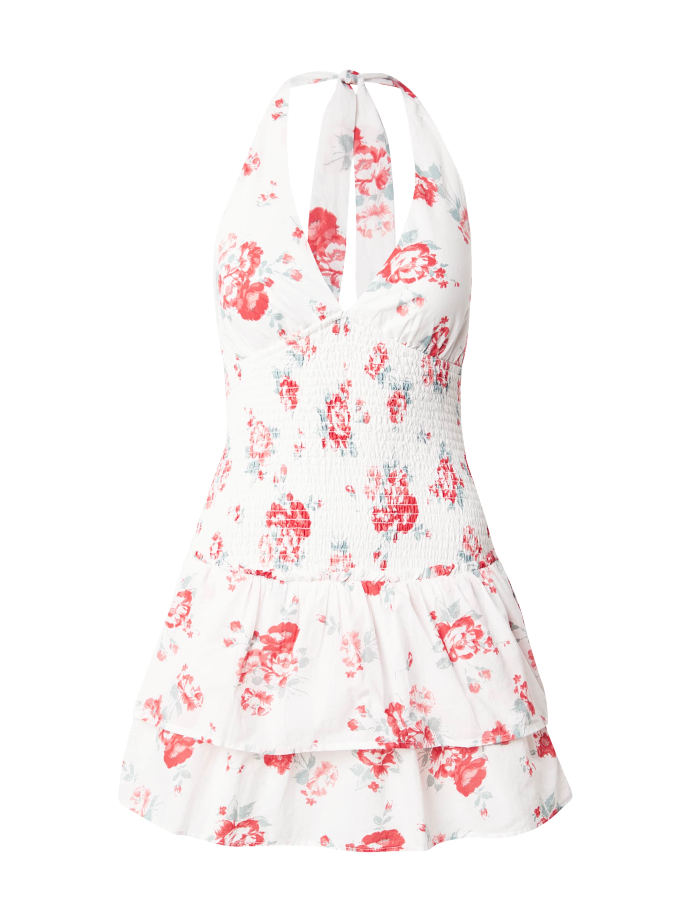 HOLLISTER Рокля за коктейл в бяло: отпред