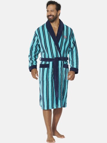 Jan Vanderstorm Short Bathrobe 'Bekan' in Blue: front