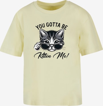 T-shirt 'Kätzchen You Gotta Be Kitten Me!' F4NT4STIC en jaune : devant