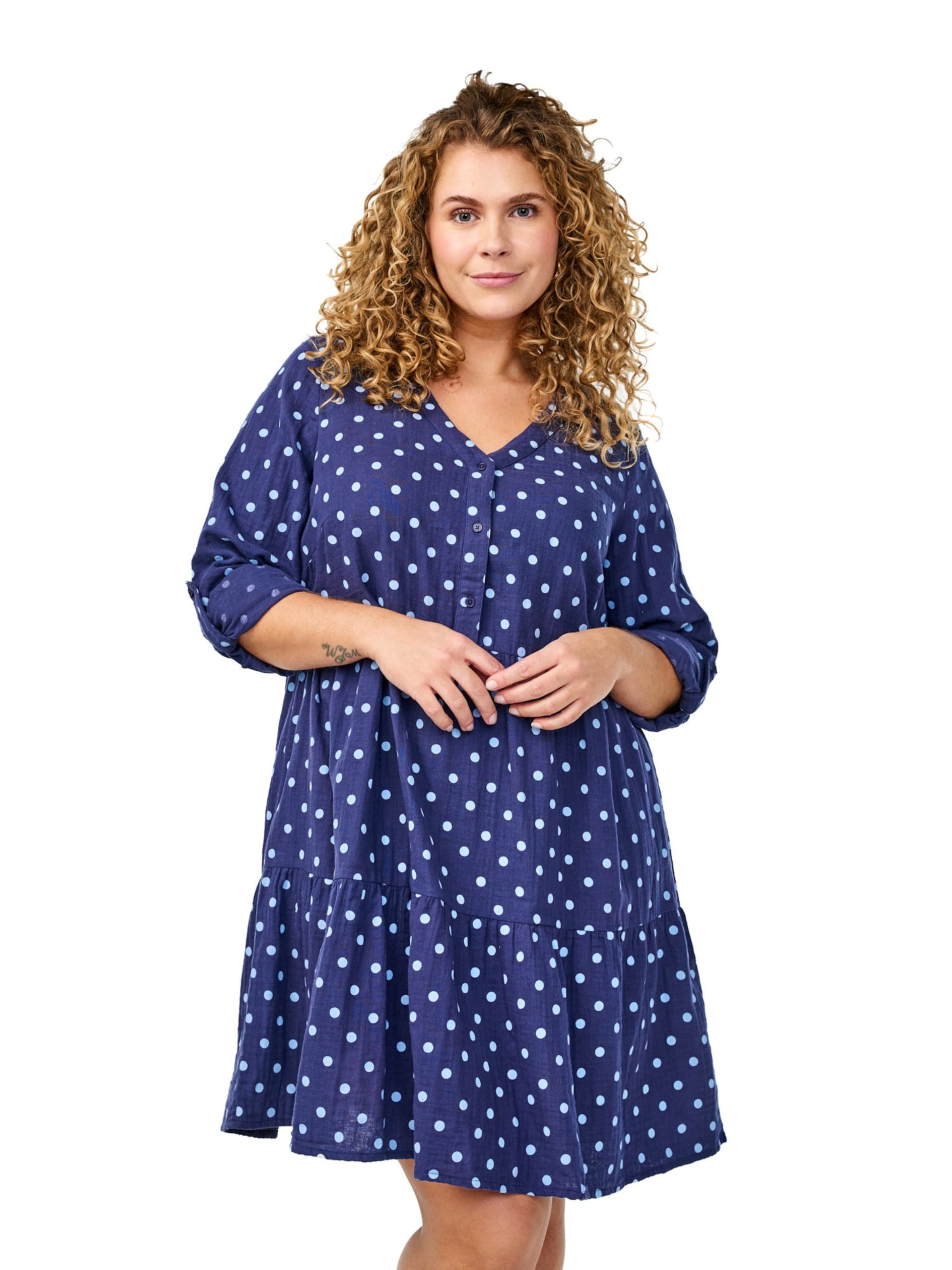 Zizzi Košilové šaty 'Vviva' – modrá: přední strana