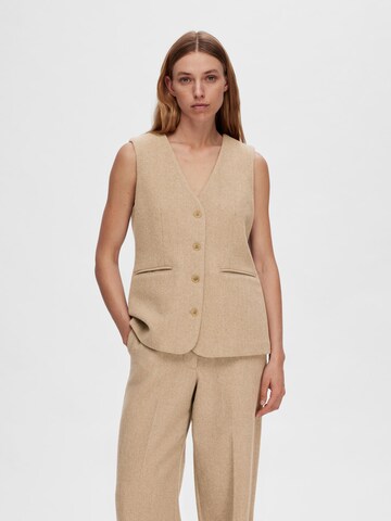 Gilet 'Elegante' SELECTED FEMME en beige : devant