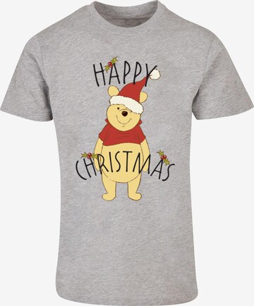 ABSOLUTE CULT T-Shirt 'Winnie The Pooh - Happy Christmas Holly' in Grau: predná strana