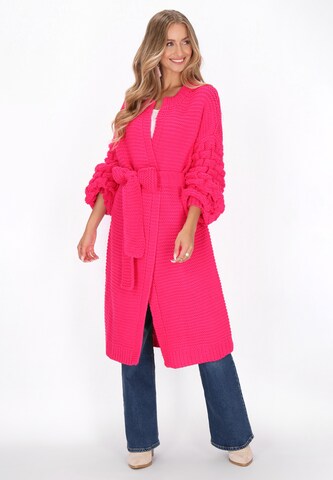 Cardigan 'Boho' IZIA en rose : devant