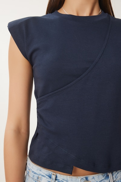 Happiness İstanbul T-shirt en bleu marine, Vue avec produit