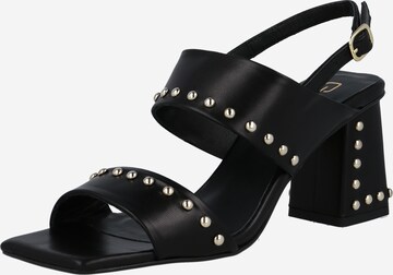 GOLD Strap Sandals in Black: front