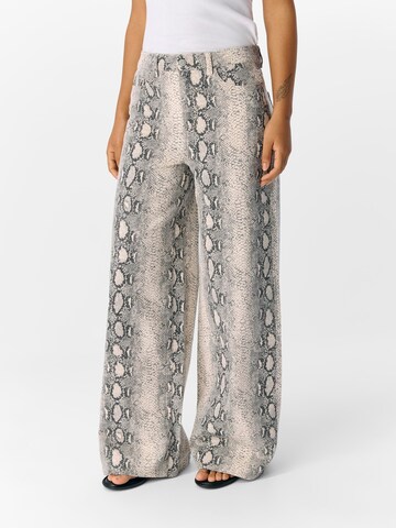 OBJECT Wide leg Jeans 'OBJWESTI' in Beige: front