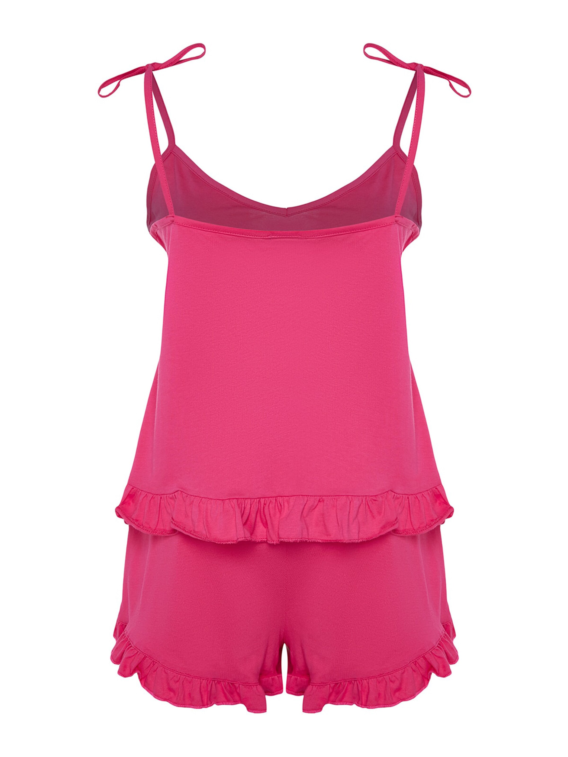 Trendyol Curve - Pijama de pantalón corto en rosa